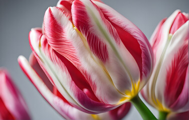 Beautiful colorful tulips, macro view, detailed close-up