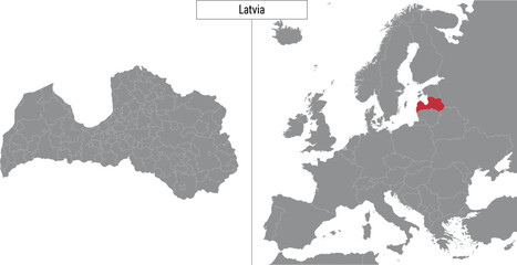map of Latvia and location on Europe map