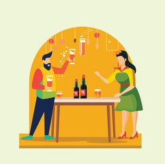 Oktoberfest party with flat vector design