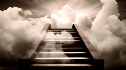 stairway leading into the cloudy and sky - smokey background
