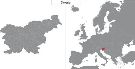map of Slovenia and location on Europe map