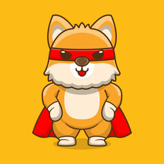 Vector cute dog super hero cartoon vector icon illustration