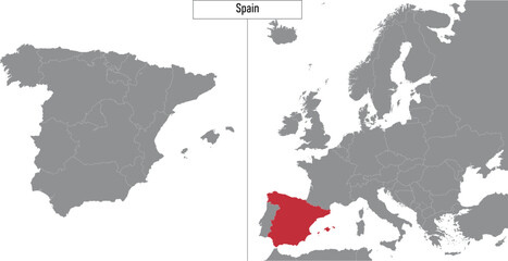 Obraz premium map of Spain and location on Europe map