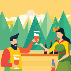 Oktoberfest party with flat vector design