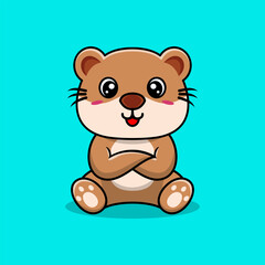 Obraz premium Vector cute otter cartoon sitting