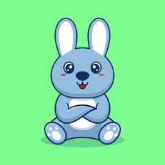 Vector cute rabbit cartoon sitting