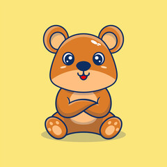 Vector cute teddy bear cartoon sitting