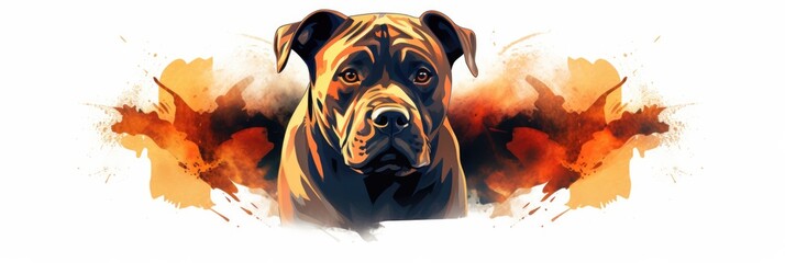 Logo Staffordshire Bull Terrier Dog On Isolated Tansparent Background