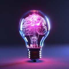 Abstract blue light bulb. Modern, Cyberpunk, Creative Thinking or Business Innovation concept