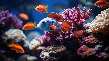 Fototapeta na wymiar Colorful fish underwater Red Sea, generative ai