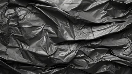 Crumpled black polythene bag texture background. generative ai - obrazy, fototapety, plakaty