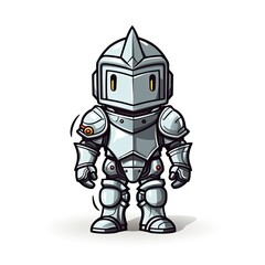 Cute Knight with Cartoon Style isolated on a white background