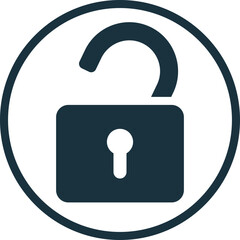 Unlocked icon. Monochrome simple sign from security collection. Unlocked icon for logo, templates, web design and infographics.