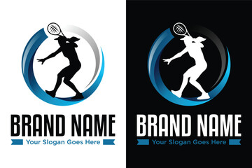 simple modern women tennis sport vector illustration logo design