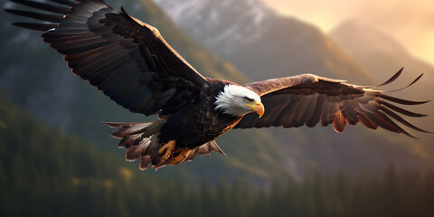 Bald Eagle in flight, cinematic photography