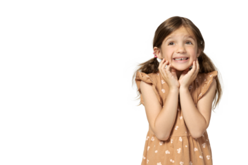 PNG,scared little girl, isolated on white background