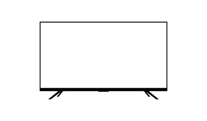 Flat Television White Screen Mockup TV Stand Vector Illustration