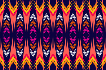 Ethnic abstract ikat art. Seamless pattern in tribal, folk embroidery, and Mexican style. 
Aztec brown geometric art ornament print.Design for carpet,clothing, wrapping,fabric,textile,Ikat
