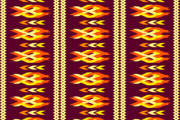 Ethnic abstract ikat art. Seamless pattern in tribal, folk embroidery, and Mexican style. 
Aztec brown geometric art ornament print.Design for carpet,clothing, wrapping,fabric,textile,Ikat
