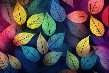 Autumn leaves background Texture Transparent Nature Tree Season Fall Colorful Generative AI