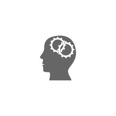 Gears in head icon isolated on transparent background
