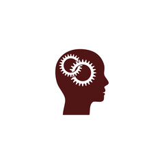 Gears in head icon isolated on transparent background