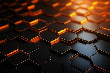 Abstract background with hexagons futuristic geometric 3d metal shape Generative AI