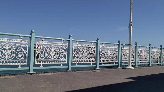 British Seaside Pier Fencing on Hot Summers Day