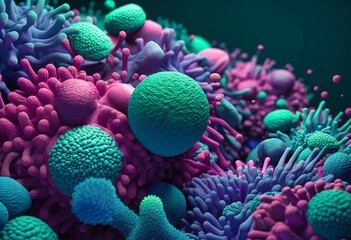 Obraz premium A Microscopic World Unveiled Microbes and Bacteria