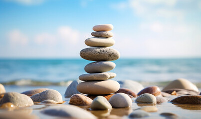 stack of stones on the beach