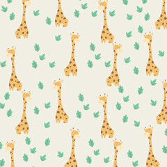 Cute giraffes on seamless pattern