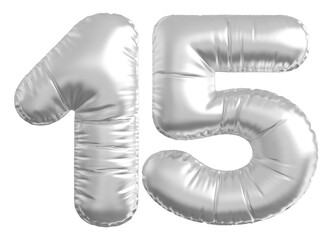 balloon number 15 - silver number