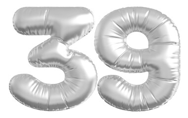 balloon number 39 - silver number