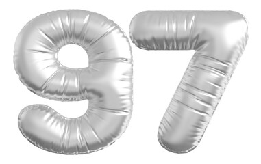 balloon number 97 - silver number