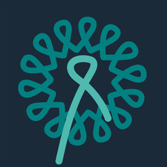 Teal ribbons, ovarian cancer awareness campaign concept.