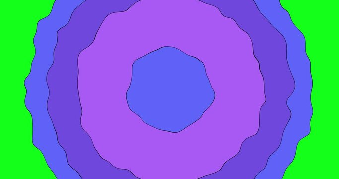Multicoloured transition animation on green screen, animation with key color