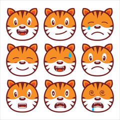 Set of Tiger Emoji
