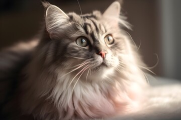 Maincone Cat with Ultra Fluffy. Created with Generative AI Technology