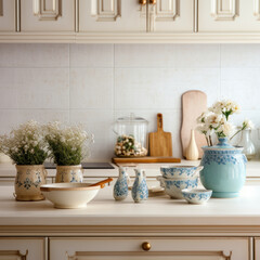 Fototapeta na wymiar A kitchen with ceramic counters 