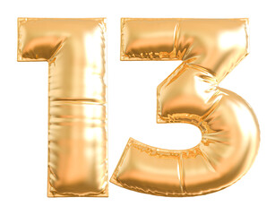 balloon number 13 - gold number