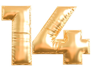 balloon number 14 - gold number