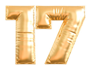 balloon number 17 - gold number