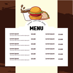 Template design of Fast food menu 
