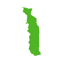 Togo vector map in green color.