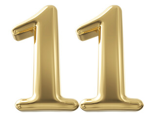 3d number 11 - gold number