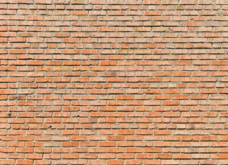 Panoramic background of old red brick wall texture background.