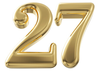 3d number 27 - gold number