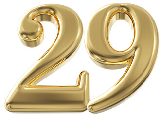 3d number 29 - gold number