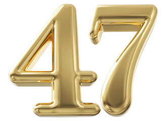 3d number 47 - gold number