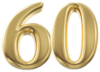 3d number 60 - gold number